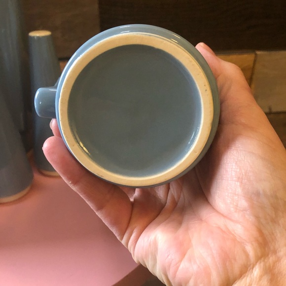 Mid Century Blue and Creamy White Coffee Pot Set - Picture 3 of 8